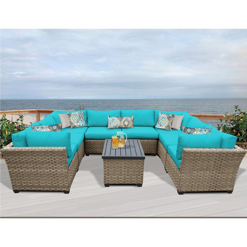 TK Classics Monterey 9 Piece Sectional Seating Group with Cushions